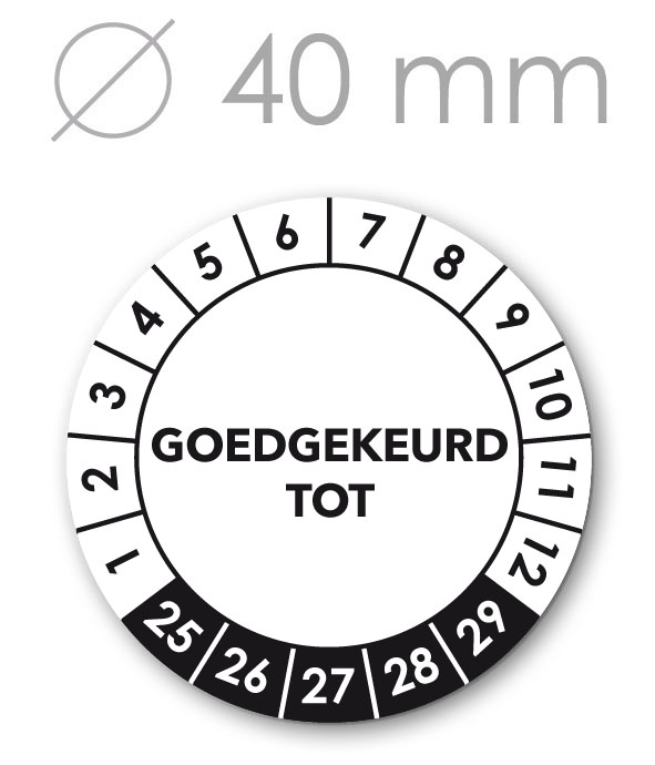 Goedgekeurd tot 5 jaargangen 40mm WIT